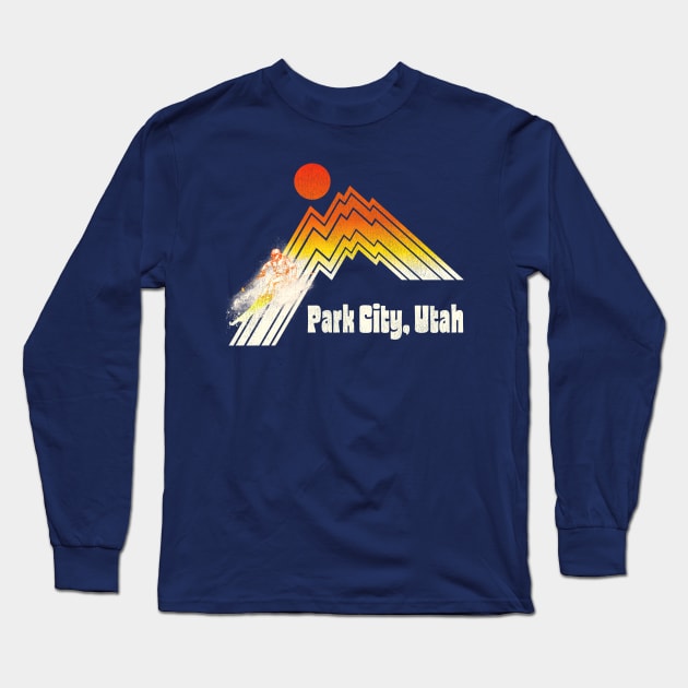 Park City Utah 70s/80s Retro Souvenir Style Skiing Long Sleeve T-Shirt by darklordpug